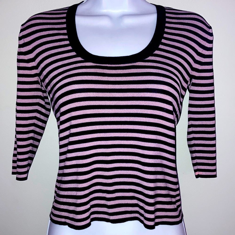 LAUNDRY Sweater Black & Mauve Striped